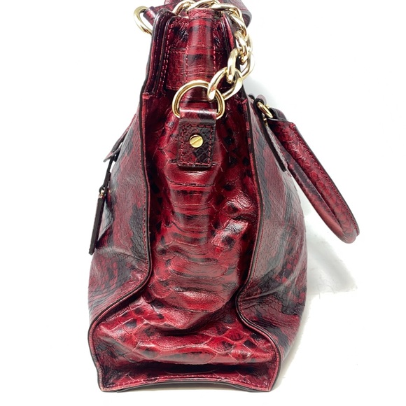 Michael Kors Red Python Embossed Large Hamilton Bag with Matching Wallet. - Picture 4 of 13